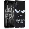 kwmobile Cover Compatibile con Samsung Galaxy A10 - Custodia in Silicone TPU - Cover Protettiva Soft Case - Don't touch my phone bianco/nero
