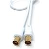 Drut Cavo coassiale TV Maschio-Maschio da 1 m Cavo coassiale RG6 Antenna Digitale Cavo RF Fly Lead estremità diritte, Oro Bianco, 3,3 Piedi