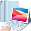 Earto Tastiera per iPad 9° generazione 10.2 pollici, Smart Touchpad, illuminazione a 7 colori, tastiera QWERTZ senza fili rimovibile per iPad 9° gen/8° gen/iPad 7° generazione, iPad Pro 10.5, blu