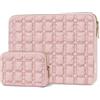 MOSISO 13.3 Pollici Custodia Laptop,13-14 Pollici Custodia PC Compatibile con MacBook Air 13 13,6/Pro 13/Pro 14,HP Dell ASUS Lenovo,Borsa Computer con Griglia Quilted Rilievo e Borsa Piccola, Rosa