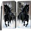 Haninsuze Cover per iPhone 13 / iPhone 14, Custodia Interno TPU Antiurto Portafoglio con Disegni [schede Fessura] [Supporto Stand] Cover Libro in PU Pelle (Cavallo)
