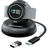 NEWDERY Stazione di Ricarica per Pixel Watch 3/2, Caricabatterie Wireless Portatile Magnetico per Fitbit Sense 2/1, Versa 4/3, Cavo USB-C Retrattile con USB A, per Google