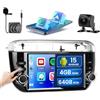 Hikity [4+64G] Autoradio Android 15 per Fiat Punto 2005-2009 / Linea 2007-2011 Schermo 7 Pollici IPS Radio Carplay Android Auto Wireless Bluetooth Mirror Link Navi GPS WiFi FM RDS SWC AI DSP
