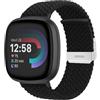 NicMool Cinturino per Fitbit Versa 4 / Fitbit Versa 3 / Fitbit Sense 2 / Fitbit Sense, Braccialetto di Ricambio Regolabile Intrecciato per Fitbit Versa 4 / Versa 3 / Fitbit Sense 2 / Sense - Nero