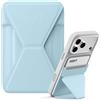 MOFT MagSafe Portafoglio Supporto per iPhone Serie 16/15/14/13 Compatibile con MagSafe, MOVAS Pelle Vegana Supporto Magnetico per Telefono con 3 Angoli di Visione, 2 Porta Carte (Nebbia Lenitiva)