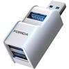 FORIDA 3 porte hub USB 3.0, splitter USB per auto con 1 porta dati USBA 3.0 e 2 porte USB 2.0, splitter hub portatile per tastiera, disco rigido mobile, auto, disco U, mouse (bianco)