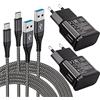 JupptElectronics Confezione da 2 Caricabatterie con cavo USB C in Nylon Tipo C da 2 m Compatibile con Samsung Galaxy S21 S20 S8 S8+ S9 S9+ S10 S10 Plus S10e A50 A51 A30 A42 5G, Ricambio Originale Caricatore Rapido