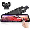 CAMECHO Specchio Dash Cam 9,66 Touch Screen Specchio retrovisore 1080P Visione anteriore e posteriore Telecamere doppie Visione notturna G-Sensor Assistenza al parcheggio 24H Monitor di parcheggio