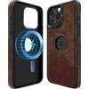 COODIO Logo-View Custodia in Pelle per iPhone 16 PRO Max 6,9 Pollici, Cover Magnetica Compatibile con MagSafe, Custodia Sottile e Creativa, Marrone