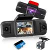 NHOPEEW Dash Cam a 4 canali a 360°per auto-Dashcam anteriore e posteriore 1080P - Schermo da 2 pollici con telecamere laterali regolabili, visione notturna IR 8, registrazione in loop, sensore G