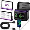 OPAHUTER 2 Batterie 360x5 Da 2800 Mah con Caricabatterie a Ricarica Rapida USB a 2 Slot, Accessori, Display LCD, Mostra Il Livello di Carica Della Batteria Compatibile con La Fotocamera (Insta 360 X5)