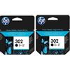 HP 302 - Cartuccia d'inchiostro originale, confezione da 2, colore: Nero