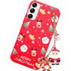 Vauki Cover Natale Rosso per Samsung Galaxy A14 5G 6.6 con Collana Christmas Regalo Cartone Animato Pattern Silicone Morbida TPU Antiurto Custodia con 3D Bambola, Carino Babbo Natalizia Renna
