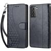 KENHONER Custodia per Samsung Galaxy S21 Plus Cover, Nero 3D | Portafoglio in Pelle PU Retro, Antiurto Flip, Slot per Schede, Funzione Stand, Chiusura Magnetica