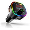 eppfun FM100B Trasmettitore FM Bluetooth per Auto, Radio Bluetooth Adattatore Kit vivavoce per auto, con 2-Porte USB Ricarica Rapida