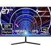 Minifire Monitor 27 Pollici 2K WQHD(2560×1440), Monitor PC IPS, 75Hz, Adaptive Sync, 100% sRGB, HDR, HDMI2.1&DP1.4, USB-C Ports, VESA100x100mm, Eye Care, -5°~15° Inclinazione Regolabile,Type-C