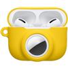 kwmobile Custodia 2 in 1 compatibile con Apple Airpods Pro 3 e AirTag - Cover Cuffie Bluetooth - Protezione in Silicone con Moschettone - giallo