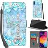 Haninsuze Cover per Samsung Galaxy A50, Torre | Pelle PU Portafoglio, Porta Carte, Magnetica, Libro, Antiurto Custodia