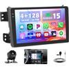 Hikity 4+128G Android 15 Autoradio per Suzuki Splash Ritz, Opel Agila, Autoradio Touchscreen da 9 con Wireless CarPlay Android Auto Bluetooth Navi GPS WiFi EQ Doppio USB e Telecamera Posteriore