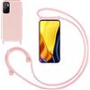 GoodcAcy Cover con Collana per Xiaomi Redmi Note 10 5G,Custodia Silicone Liquido con Cordino per POCO M3 PRO,Custodia con Regolabile Collana Case con Laccio Tracolla per Xiaomi POCO M3 PRO,Pink