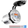 Kriogor Alluminio Presa USB Auto, Impermeabile 2.4A Carcatore und 3.0 Caricatore Rapida con 1.2m Cavo di Prolunga per 12v-24v Moto Barca (Bianco)