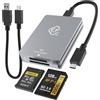 ROCKETEK 2 in 1 Lettore di schede CFexpress di tipo A e SD a due slot, lettore di schede di memoria CFexpress di tipo A con USB 3.2 Gen 2 da 10Gbps, cavo da USB C a USB C/USB A per Windows/Mac OS/Linux/Android