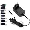 JZK Alimentatore da 12 V 2 A, adattatore da 12 V 2 Ampere, AC 220 V a DC 12 V, 500 mA 1000 mA 1500 mA 2000 mA output, ricambio per caricabatterie da parete con 8 adattatori per presa DC