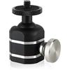 Folgtek Mini Ball Head - Testa a sfera con adattatore per flash da 1/4, girevole a 360°, con adattatore hot shoe per fotocamera e monitor LCD, microfono, luce LED, ecc. (argento)