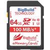 BigBuild Technology Scheda di memoria da 64 GB U3 100 MB/s per fotocamera Sony Cybershot DSC W830, classe 10 SDXC