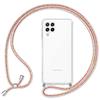 NALIA Cover con Collana per Samsung Galaxy A22 4G - Custodia Ibrida Trasparente & Laccio - HANGIT (Retro Anti-Giallo & Regolabile) - Marchio Tedesco, Colore:Arcobaleno