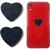 RICHRAIN Set di 2 adesivi protettivi per cellulare, a forma di cuore, in shungite