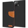 Verco Xiaomi Mi 11 Lite Custodia per Cellulare, Caso Tessuto per Xiaomi Mi 11 Lite 4G / 5G Cover Tessilo Portafoglio Case, Nero