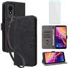 IUQXU Cover per TCL 501 Libro con Vetro Temperato N | Blocco RFID,Antiurto,Supporto,Custodia in Pelle Portafoglio per T433D TCL501