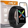 REY Pack 2X Pellicola salvaschermo 3D per Oppo Watch Free, Nero, Vetro temperato, Copertura Completa, Pellicola Protettiva Protezione Schermo, 3D / 4D / 5D