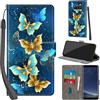 Haninsuze Cover per Samsung Galaxy S8, farfalla dorata | Pelle PU Portafoglio, Porta Carte, Magnetica, Libro, Antiurto Custodia