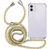 MyGadget Cover per iPhone 11 - Custodia con Corda - Case con Cordino Trasparente Antiurto con Laccio | Tracolla - Practical Stylish - Giallo