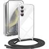 DiDaDi [5 in 1] 1 set di collana per Samsung Galaxy S24 custodia con cinturino + 1 custodia trasparente + 2 pellicole protettive + 1 set di pulizia, collana per cellulare da appendere con cordoncino (nero