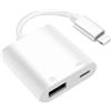 Dairle [Certificato Apple MFi] Adattatore USB per iPhone/iPad, adattatore OTG femmina a USB femmina con porta di ricarica, supporta lettore di schede SD, flash, MIDI, mouse, plug & play