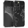 kwmobile Custodia Compatibile con Apple iPhone 13 - Cover Silicone TPU - Protezione Posteriore - Travel & Explore argento/trasparente