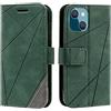 SONWO Cover per iPhone 13, Flip Caso in PU Pelle Case Cover Portafoglio Custodia per iPhone 13, [Kickstand] [Slot per Schede], Verde
