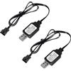 Uliwamowi 2 Pezzi Caricabatterie RC Universale, Cavi di Ricarica USB da 7.4V USB con SM-4P, Cavo Caricatore RC per Batterie LiPo 2S, con LED Indicatore, Compatibile con Auto Telecomando Drone Aereo Barca
