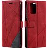 SONWO Cover per Xiaomi Redmi Note 10 4G / Redmi Note 10 S, Flip Caso in PU Pelle Case Cover Portafoglio Custodia per Xiaomi Redmi Note 10 4G / Redmi Note 10 S, [Kickstand] [Slot per Schede], Rosso