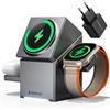 ZEEHOO Stazione di Ricarica 3 in 1 per Magsafe, CubeTrick-X Qi2 15 W Fast Wireless Charger Stand per Apple Watch, per iPhone 16, 15, 14, 13, 12 (caricatore USB-C da 30 W incluso)