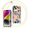 Saqmkil Cover con Cordino per iPhone 14 6,1, Aesthetic Pesci Rossi Disegni Ragazze Custodia con Tracolla Laccio CollanaCollo Corda, Morbido TPU Bumper Silicone Antiurto Protettiva Case, Beige