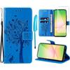 Oududianzi - Cover per Samsung Galaxy A56 5G Libro Flip Custodia Portafoglio Pelle PU Silicone TPU Antiurto [1X Vetro Temperato] [Slot Schede][Chiusura Magnetica][Funzione Stand] - Blu