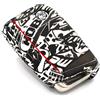 Finest Folia Caso di protezione per la chiave dell'auto con 3 tasti Design custodia per chiavi cover in Silicone TPU Case Accessori per veicoli VB (Stickerbomb Nero Bianco)