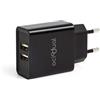 OcioDual Caricatore USB, Carica Batterie Cellulare, Alimentatore USB Charger, Caricabatterie Veloce, Caricatore Smartphone, Tablet, 2x Porta da 5V, 2A, 10W, Nero