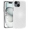 N NEWTOP 3in1 Cover Compatibile Apple iPhone 15, Custodia Case GLITTER Brillantini Paper Interno Bling TPU + PC Flessibile Morbida Case Posteriore Lucida Protezione Fotocamera (Argento)