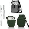 LEWOTE Custodia protettiva 3 in 1 compatibile con Apple AirPods (2a/1a generazione) custodia protettiva divertente con kit di pulizia e portachiavi (Grenade Amy Green)