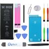 OnlyTech Batteria di ricambio premium per iPhone SE (2a generazione) - 1821 mAh, identico all'originale, kit 12 strumenti professionali e adesivo schermo inclusi